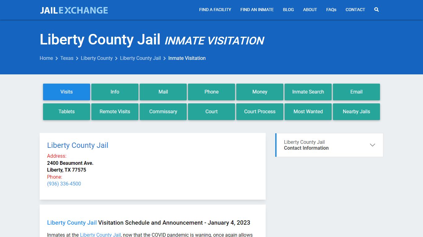 Inmate Visitation - Liberty County Jail, TX - Jail Exchange